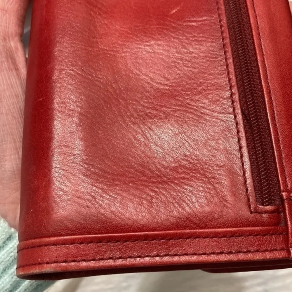 Bosca red leather checkbook wallet